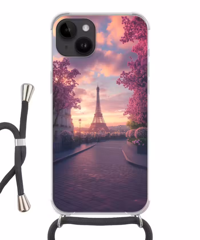 Handyhülle mit Band - Eiffelturm - Paris - Rosa