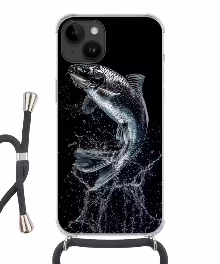 Handyhülle mit Band - Fische - Koi - Schwarz - Wasser