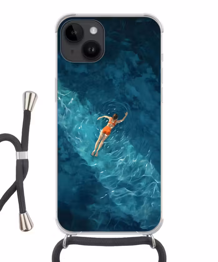Handyhülle mit Band - Frau - Wasser - Bikini - Orange