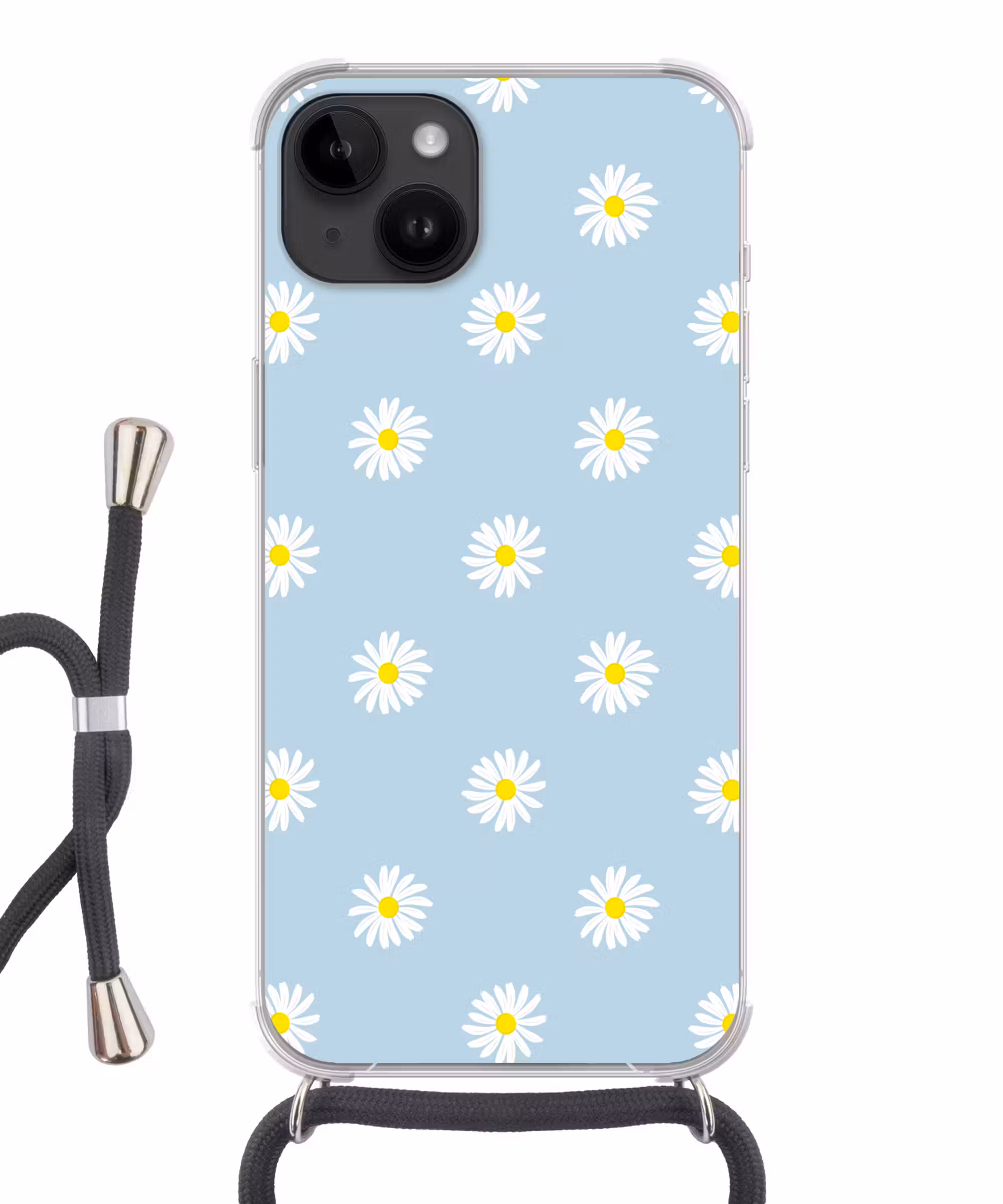 Handyhülle mit Band - Gänseblümchen - Pastell - Weiß - Blau - Blumen