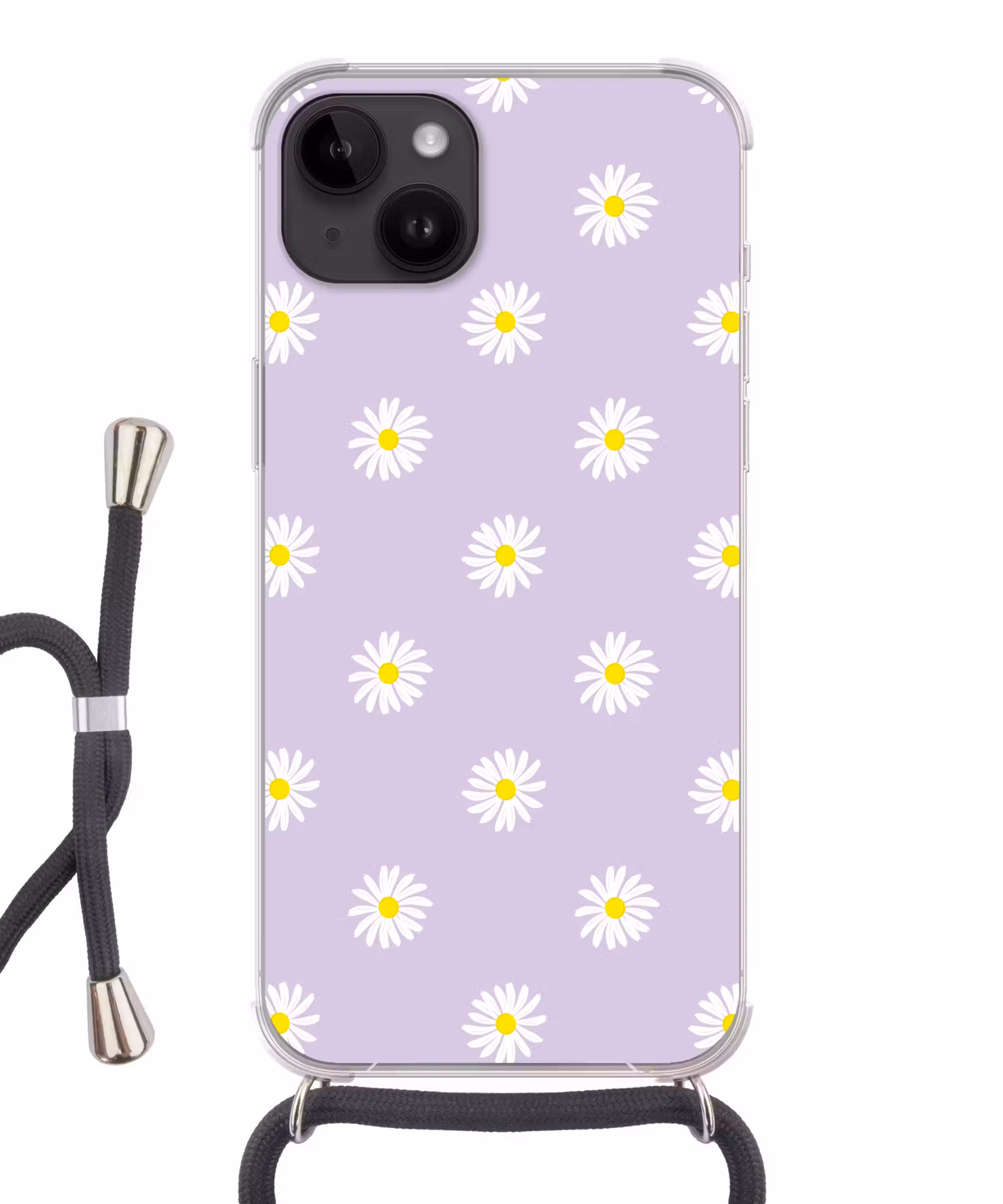 Handyhülle mit Band - Gänseblümchen - Pastell - Weiß - Lila - Blumen