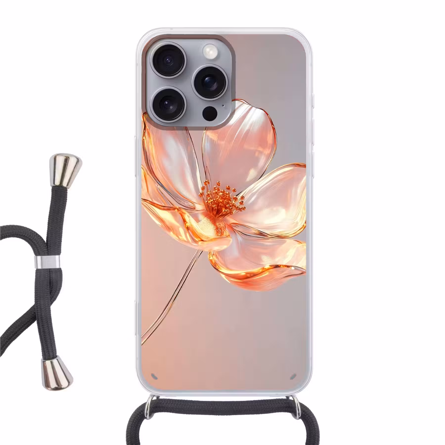 Handyhülle mit Band - Gläser - Blume - Rosa
