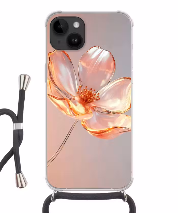Handyhülle mit Band - Gläser - Blume - Rosa