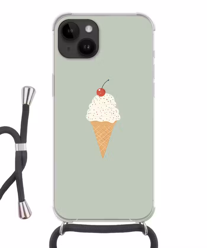 Handyhülle mit Band - Illustration - Eiscreme - Sprenkeln - Kirsche