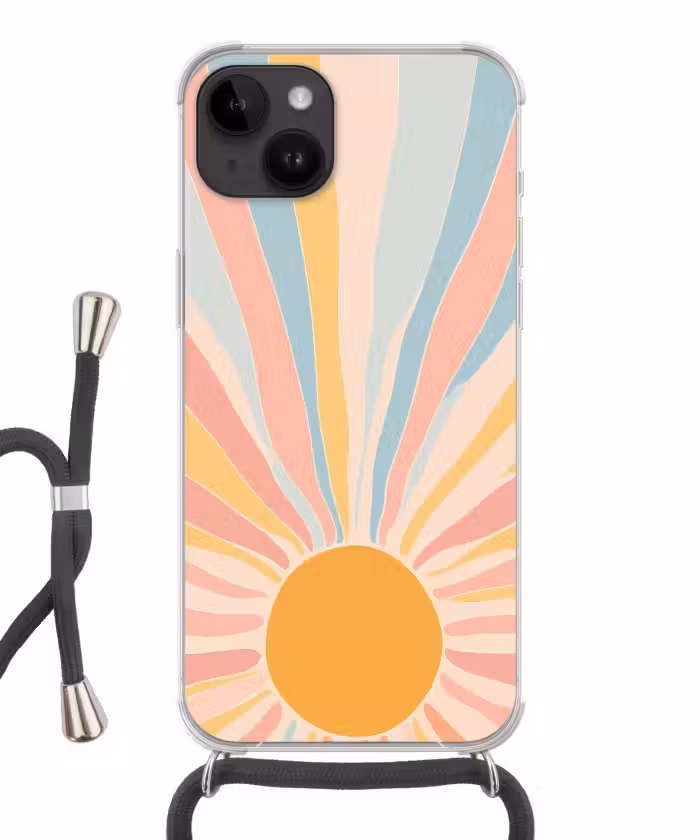 Handyhülle mit Band - Illustration - Sonne - Pastellfarben
