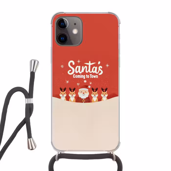 Handyhülle mit Band - Illustration - Weihnachtsmann - Rentier - Rot