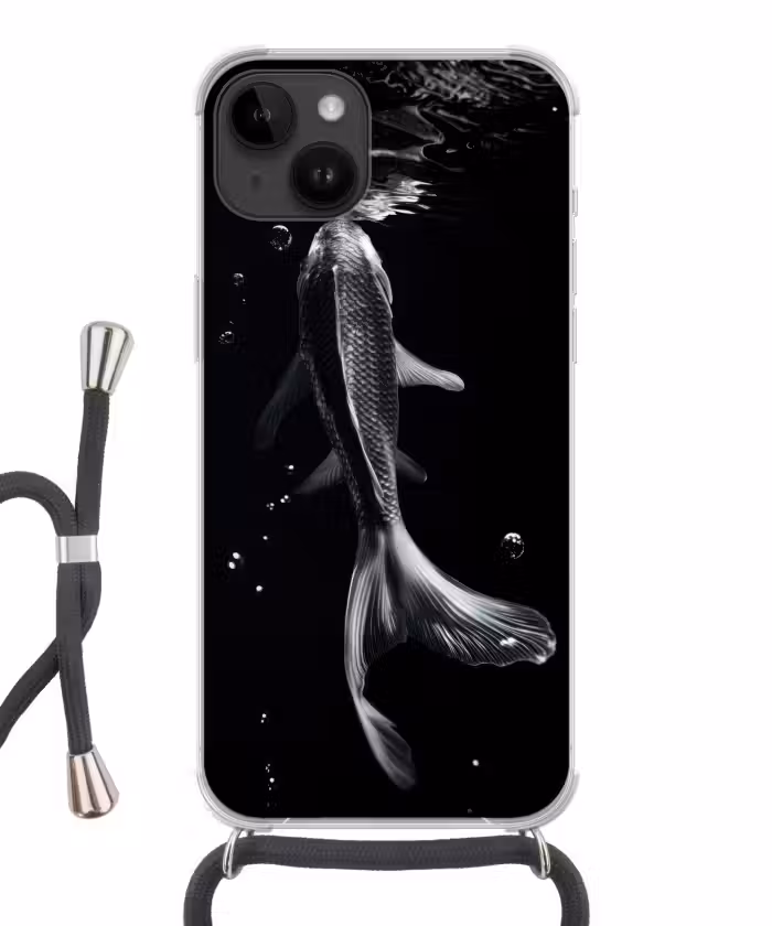 Handyhülle mit Band - Koi - Fisch - Wasser - Schwarz