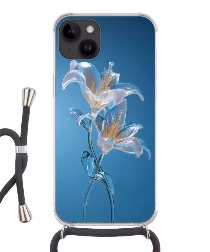 Handyhülle mit Band - Lilien - Blau - Gläser