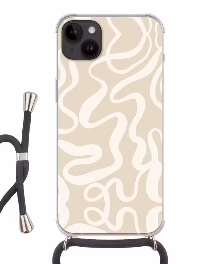 Handyhülle mit Band - Linien - Abstrakt - Beige - Weiß - Minimalistisch