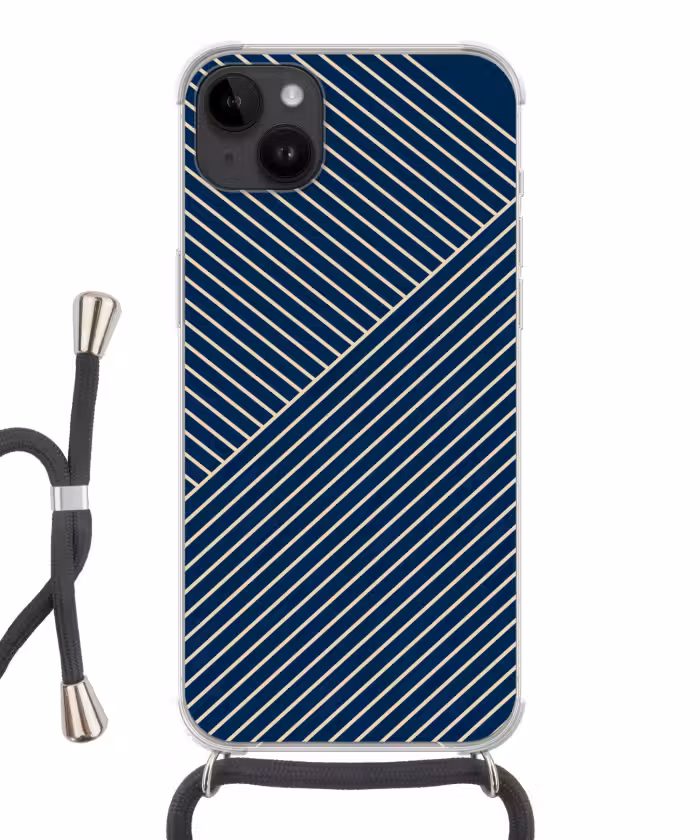 Handyhülle mit Band - Linien - Abstrakt - Blau - Weiß - Minimalistisch