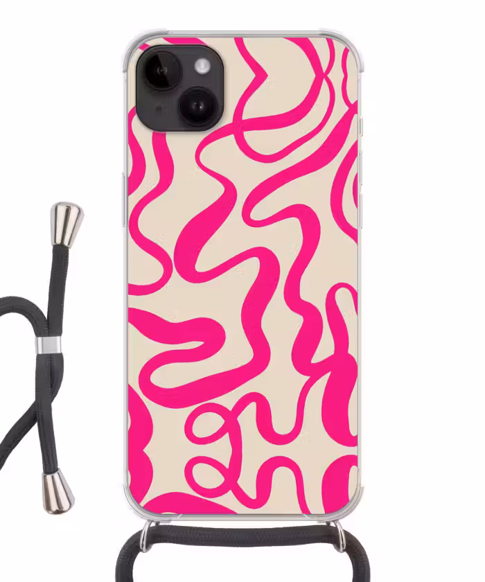 Handyhülle mit Band - Linien - Rosa - Beige - Abstrakt - Minimalistisch
