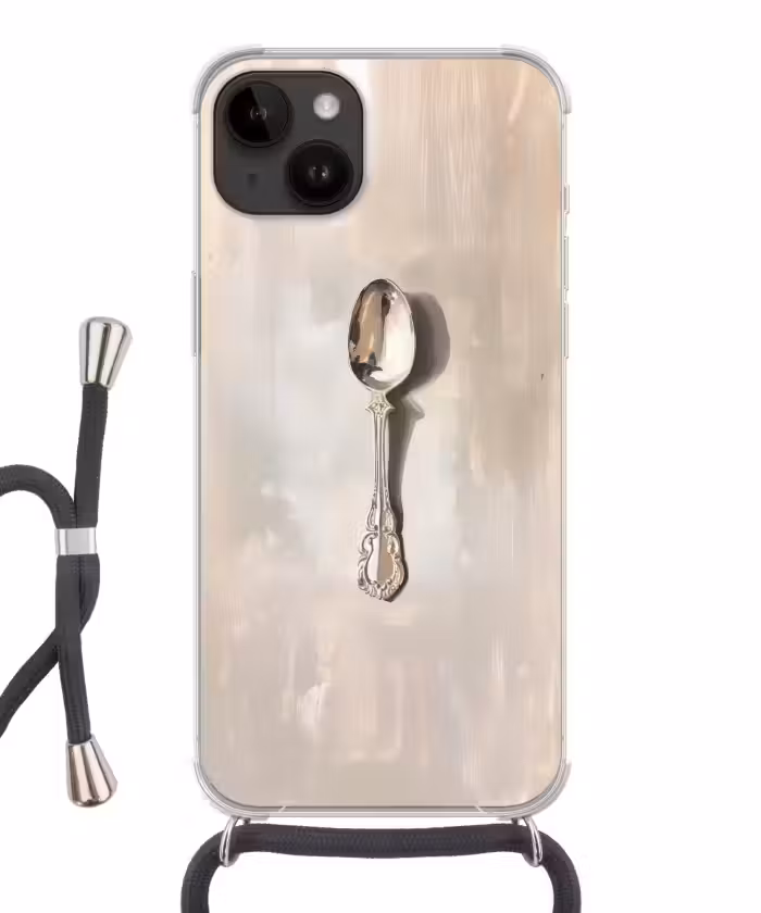 Handyhülle mit Band - Löffel - Farbe - Silber