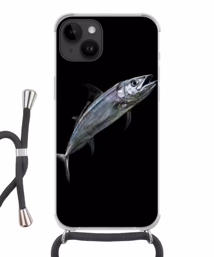 Handyhülle mit Band - Makrele - Fisch - Schwarz