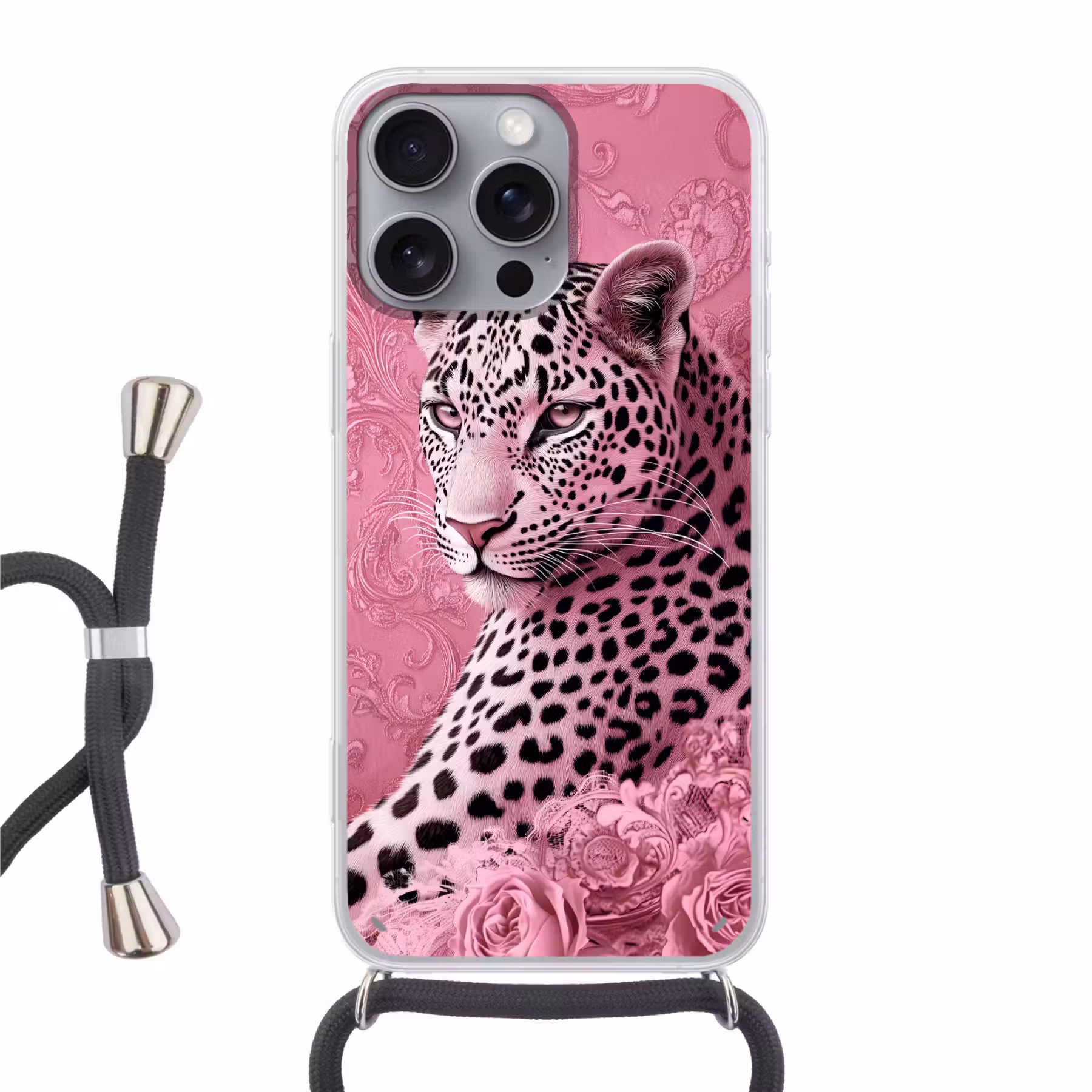 Handyhülle mit Band - Panther - Deluxe - Rosa