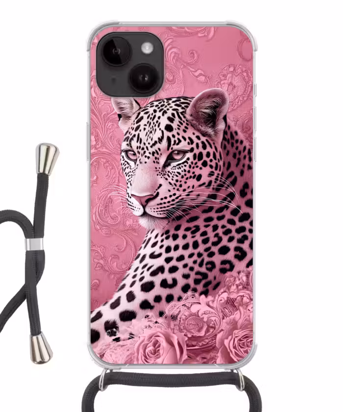Handyhülle mit Band - Panther - Deluxe - Rosa