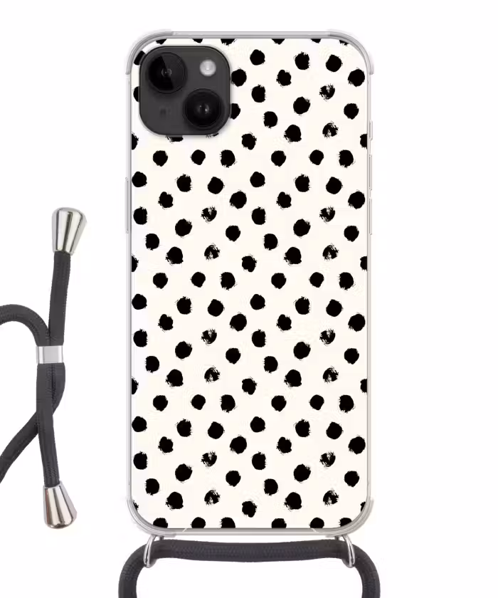 Handyhülle mit Band - Polka dots - Schwarz - Weiß - Druck - Minimalistisch