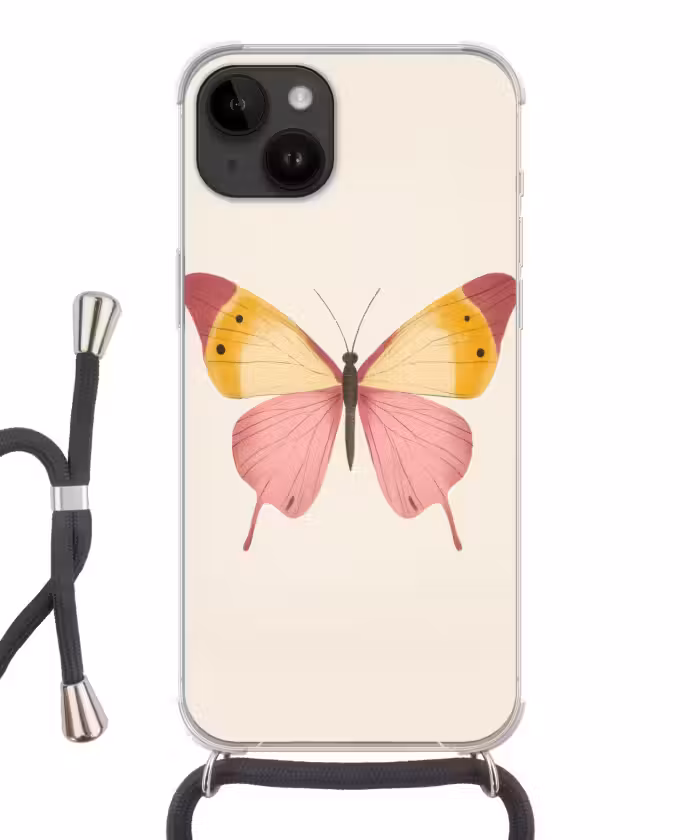 Handyhülle mit Band - Schmetterling - Illustration - Rosa