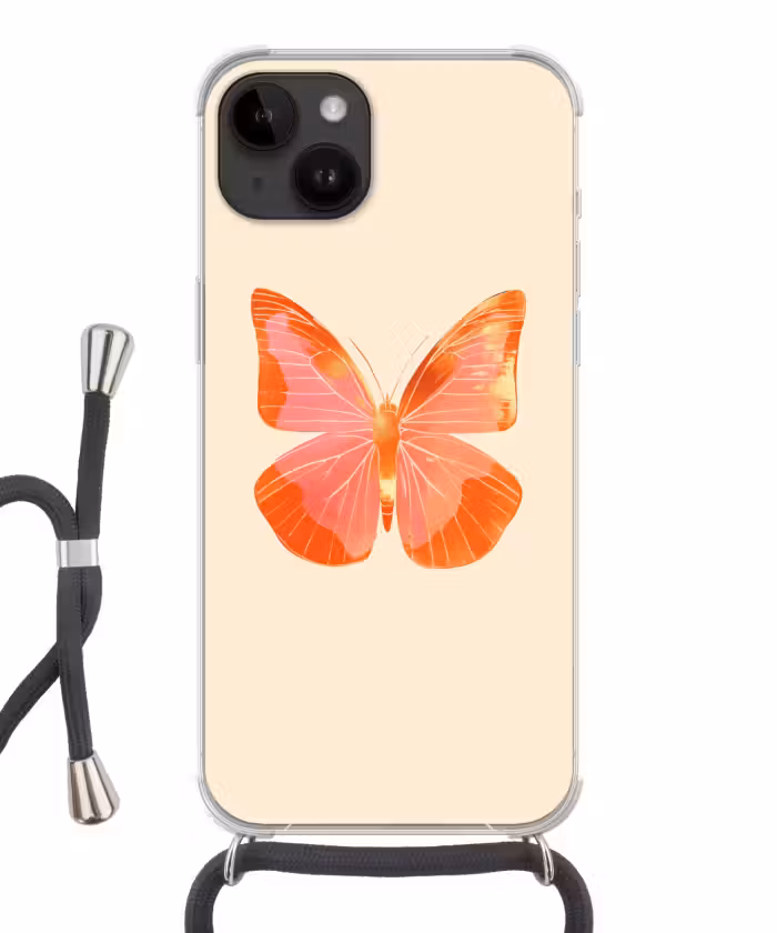 Handyhülle mit Band - Schmetterling - Minimalistisch - Rosa