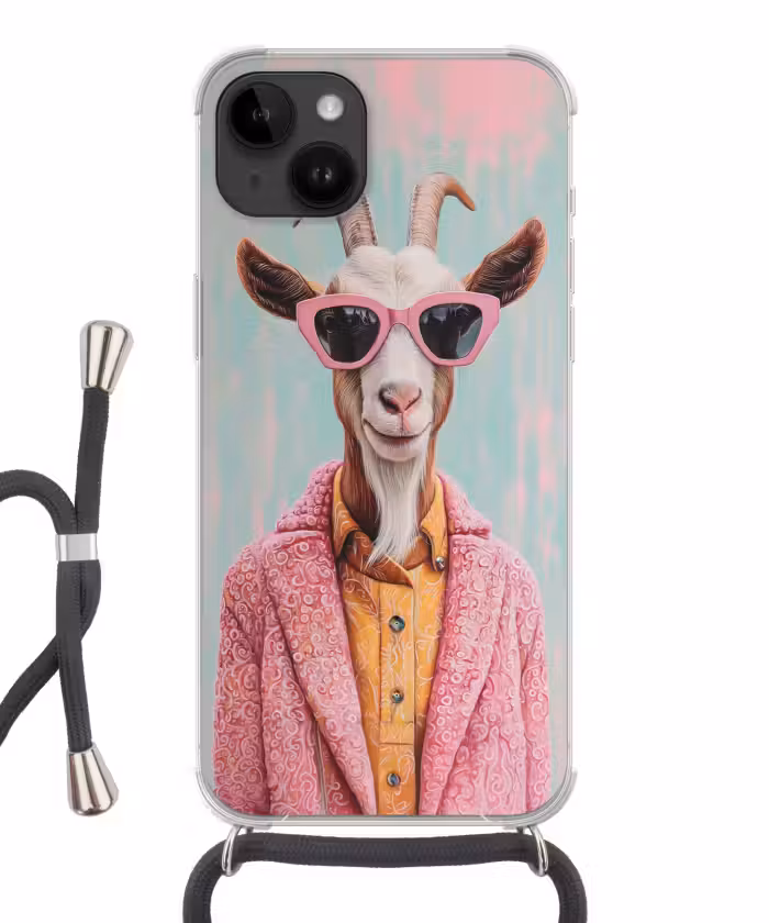 Handyhülle mit Band - Sonnenbrille - Rosa - Ziege - Anhören