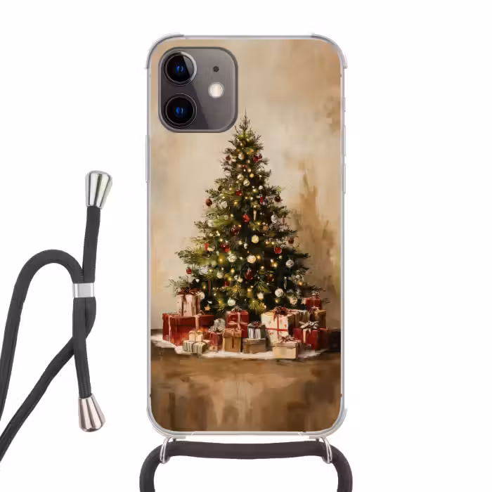 Handyhülle mit Band - Weihnachtsbaum - Geschmückt - Farbenfroh