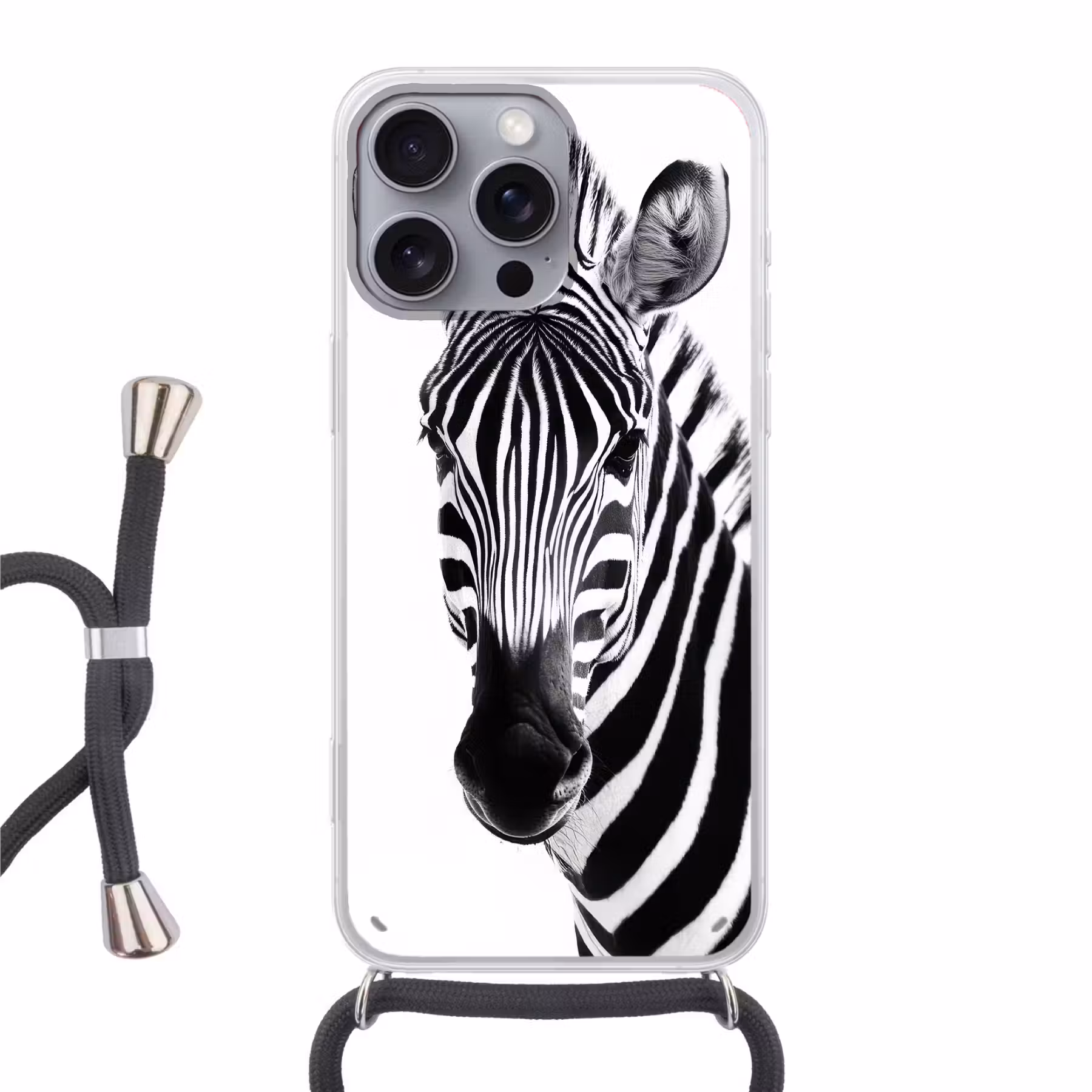 Handyhülle mit Band - Zebra - Nahaufnahme - Schwarz - Streifen