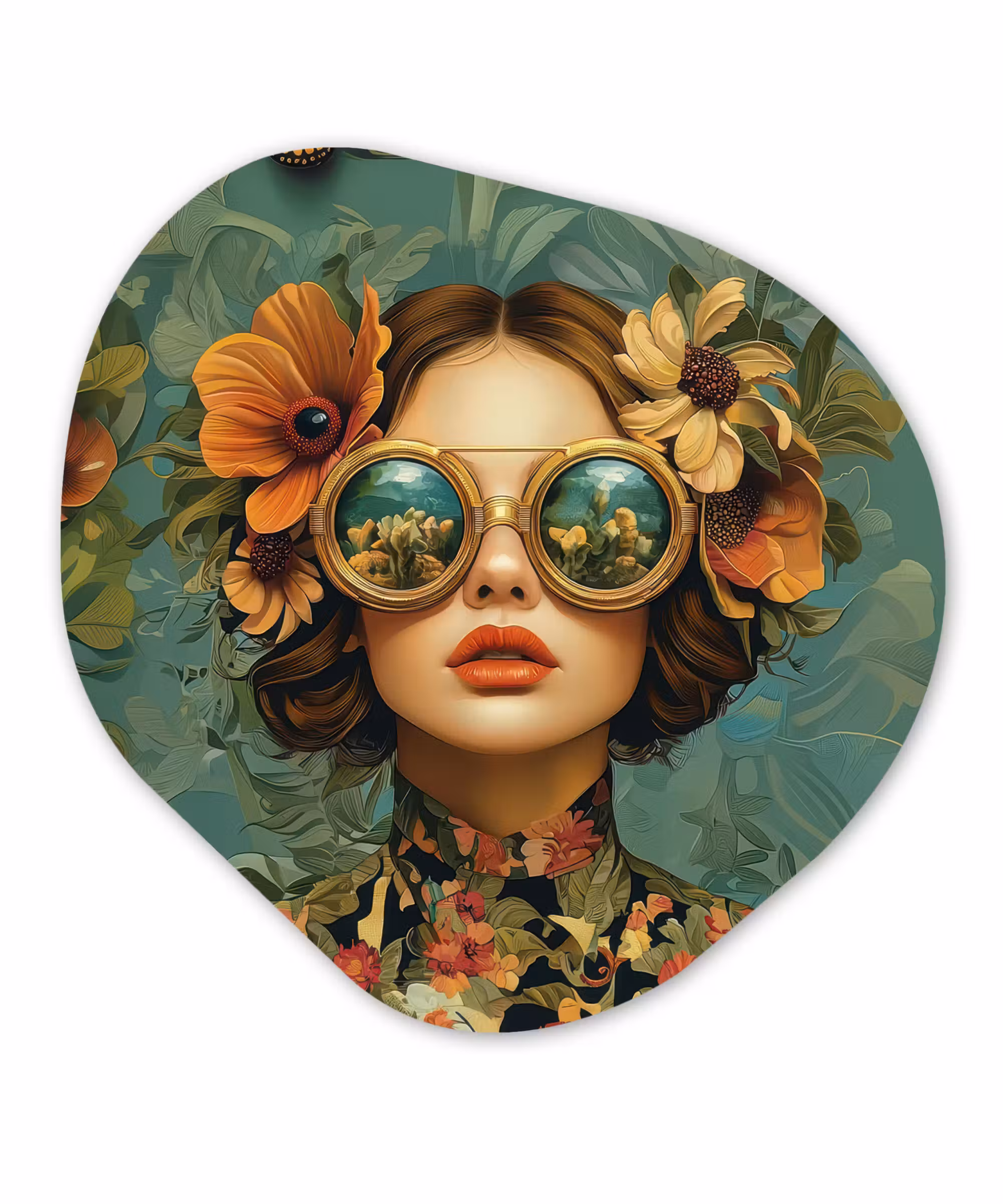 Forexbild Organische Form - Frau - Blumen - Schmetterlinge - Natur - Vintage