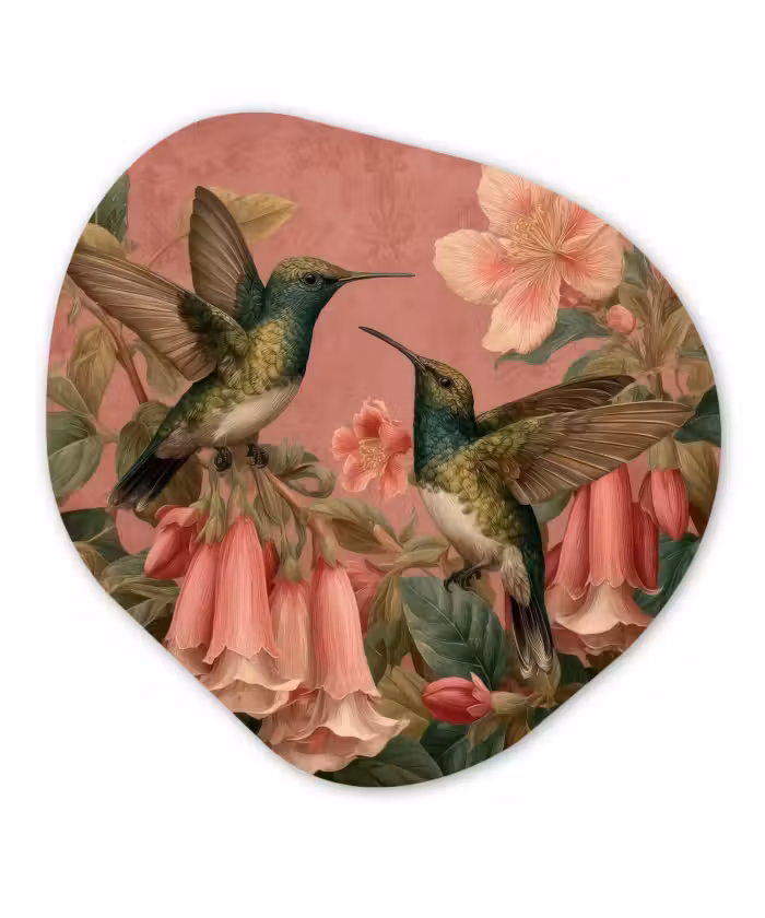 Forexbild Organische Form - Kolibris - Blumen - Grün - Rosa
