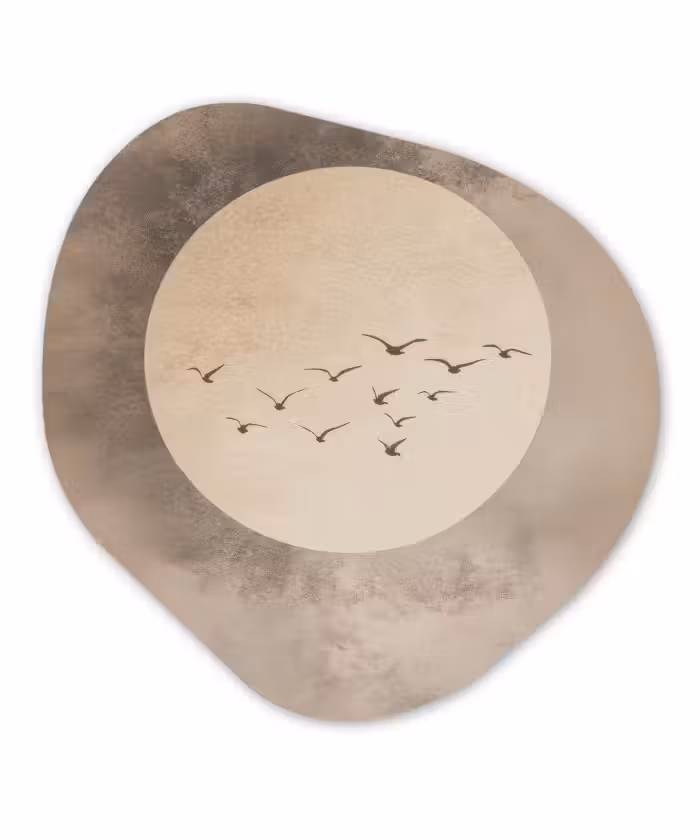 Forexbild Organische Form - Vogel - Beige - Japanisch