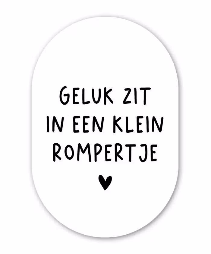 Geluk zit in een klein rompertje - Quotes - Spreuken Wandcirkel Ovaal Forex klein -3d