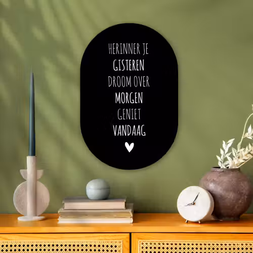 Herinner je gisteren droom over morgen geniet vandaag - Spreuken - Quotes Wandcirkel Ovaal Forex klein -sfeer2