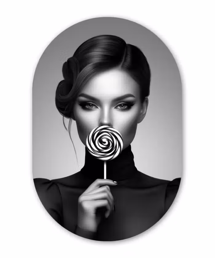Forexbild Oval - Frau - Lolly - Schwarz