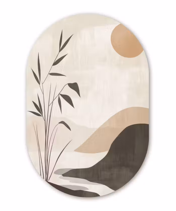 Forexbild Oval - Japandi - Landschaft - Beige