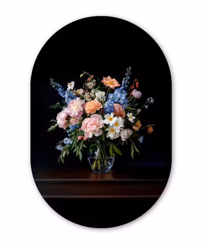 Forexbild Oval - Pastell - Blumen - Vase