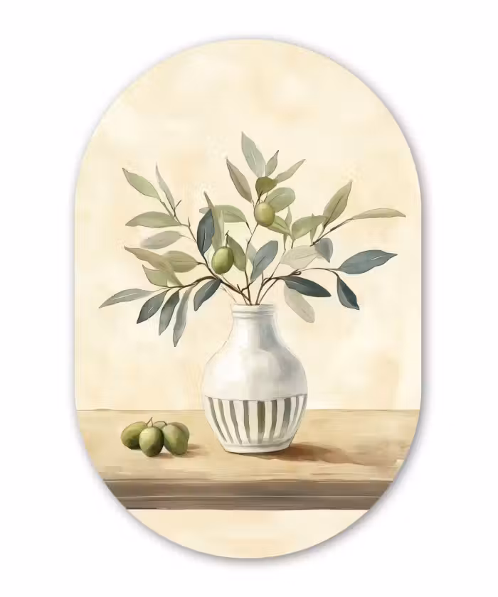 Forexbild Oval - Vase - Keramik - Olivenzweige