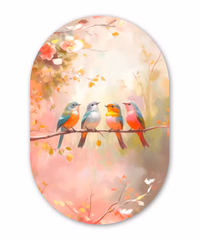 Forexbild Oval - Vögel - Bunt - Zweig