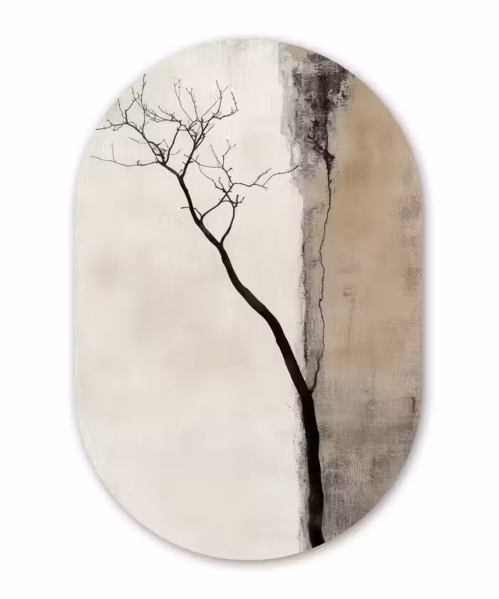 Forexbild Oval - Wabi sabi - Pflanze - Beige