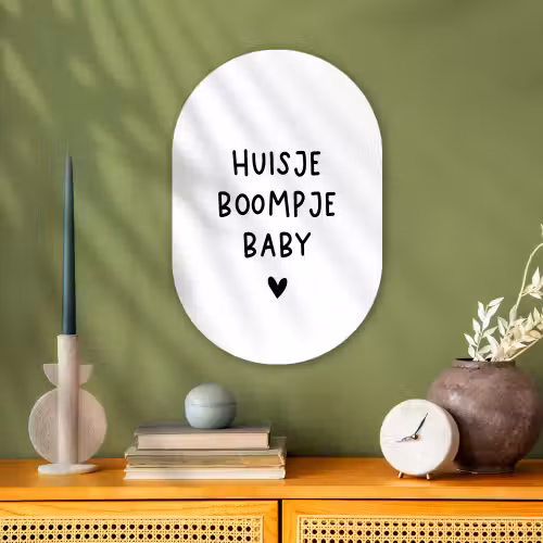 Huisje boompje baby - Spreuken - Quotes Wandcirkel Ovaal Forex klein -sfeer2