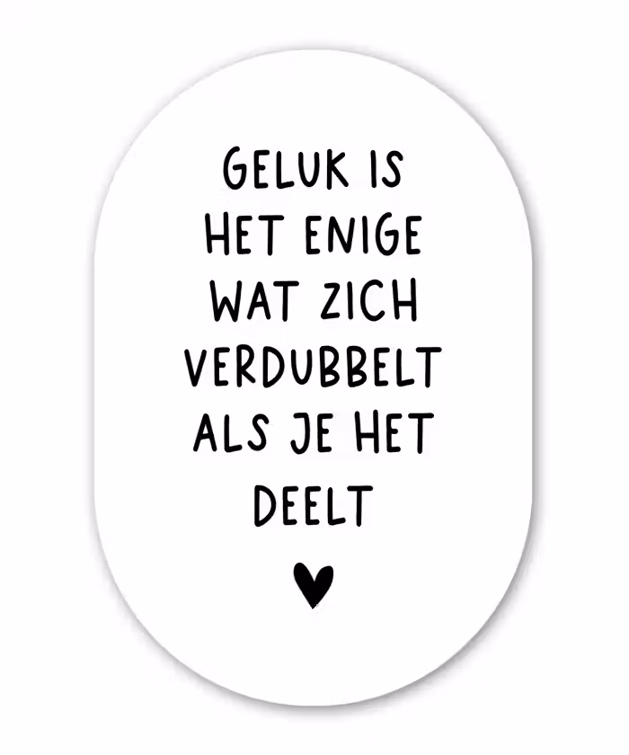 Quotes - Geluk is het enige wat zich verdubbelt - Spreuken Wandcirkel Ovaal Forex klein -3d