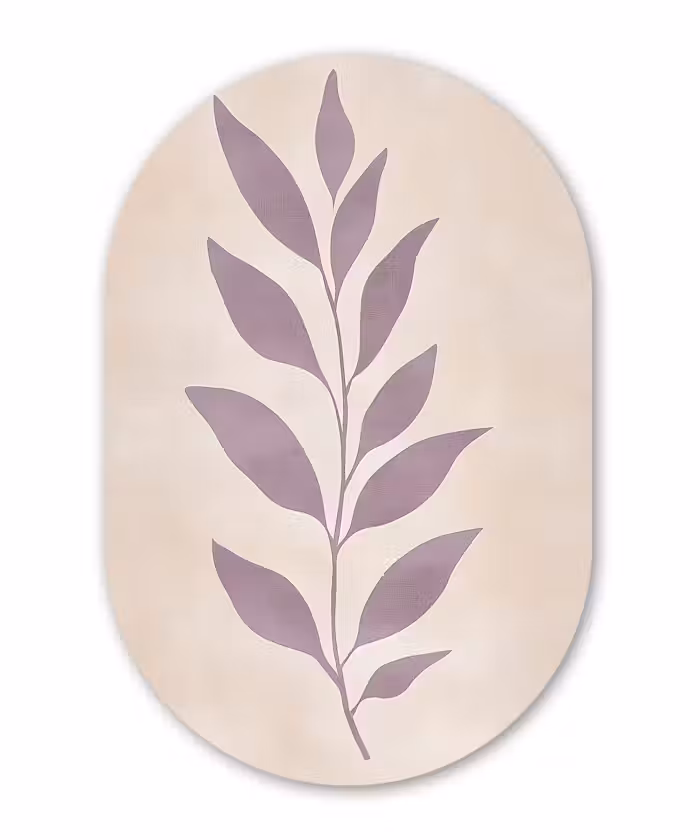 Forexbild Oval - Zweig - Blätter - Minimalistisch - Beige