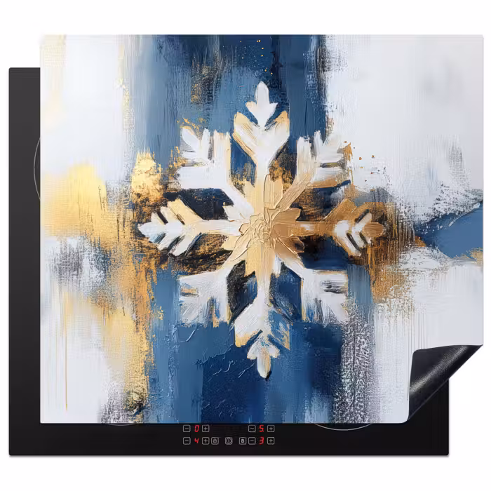 Herdabdeckplatte - Abstrakt - Winter - Schneeflocke - Schnee - Gold
