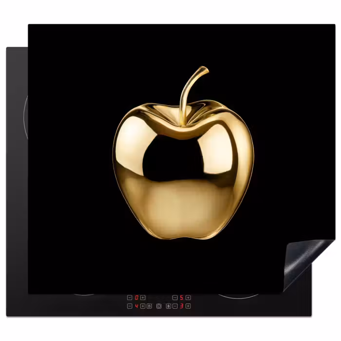 Herdabdeckplatte - Apfel - Gold - Chrom - Schwarz