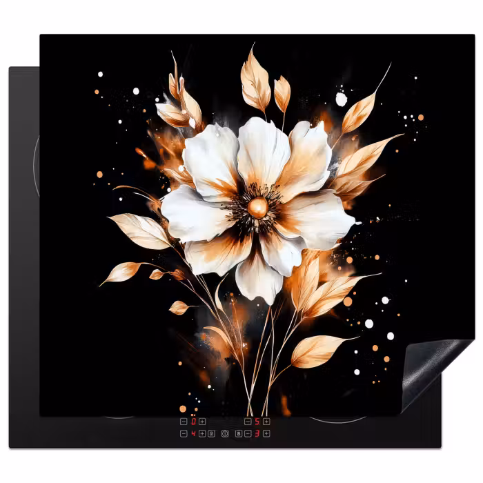 Herdabdeckplatte - Blume - Farbe - Gold - Graffiti - Modern