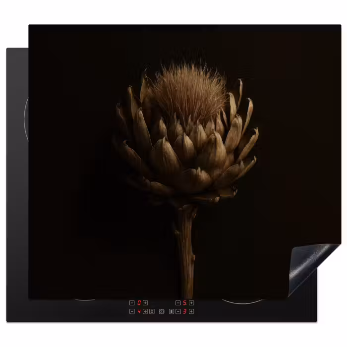 Herdabdeckplatte - Dunkelbraun - Blume - Textur - Artischocke