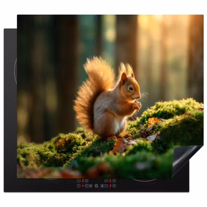 Herdabdeckplatte - Eichhörnchen - Nuss - Gras