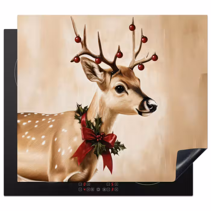 Herdabdeckplatte - Geweih - Weihnachten - Rentier - Rot