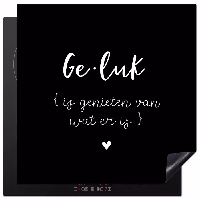 Geluk definitie - Quotes - Geluk is genieten van wat er is - Woordenboek - Tekst Inductie beschermer vinyl 3mm middel -3d
