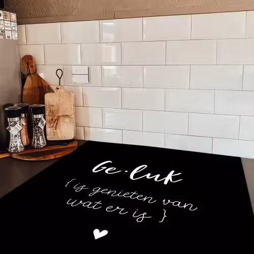 Geluk definitie - Quotes - Geluk is genieten van wat er is - Woordenboek - Tekst Inductie beschermer vinyl 3mm middel -sfeer3