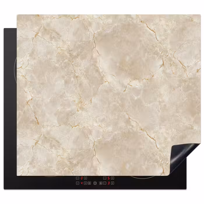 Herdabdeckplatte - Hellbeige - Marmor - Adern
