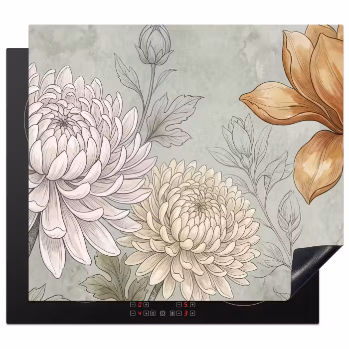 Herdabdeckplatte - Illustration - Blumen - Grün