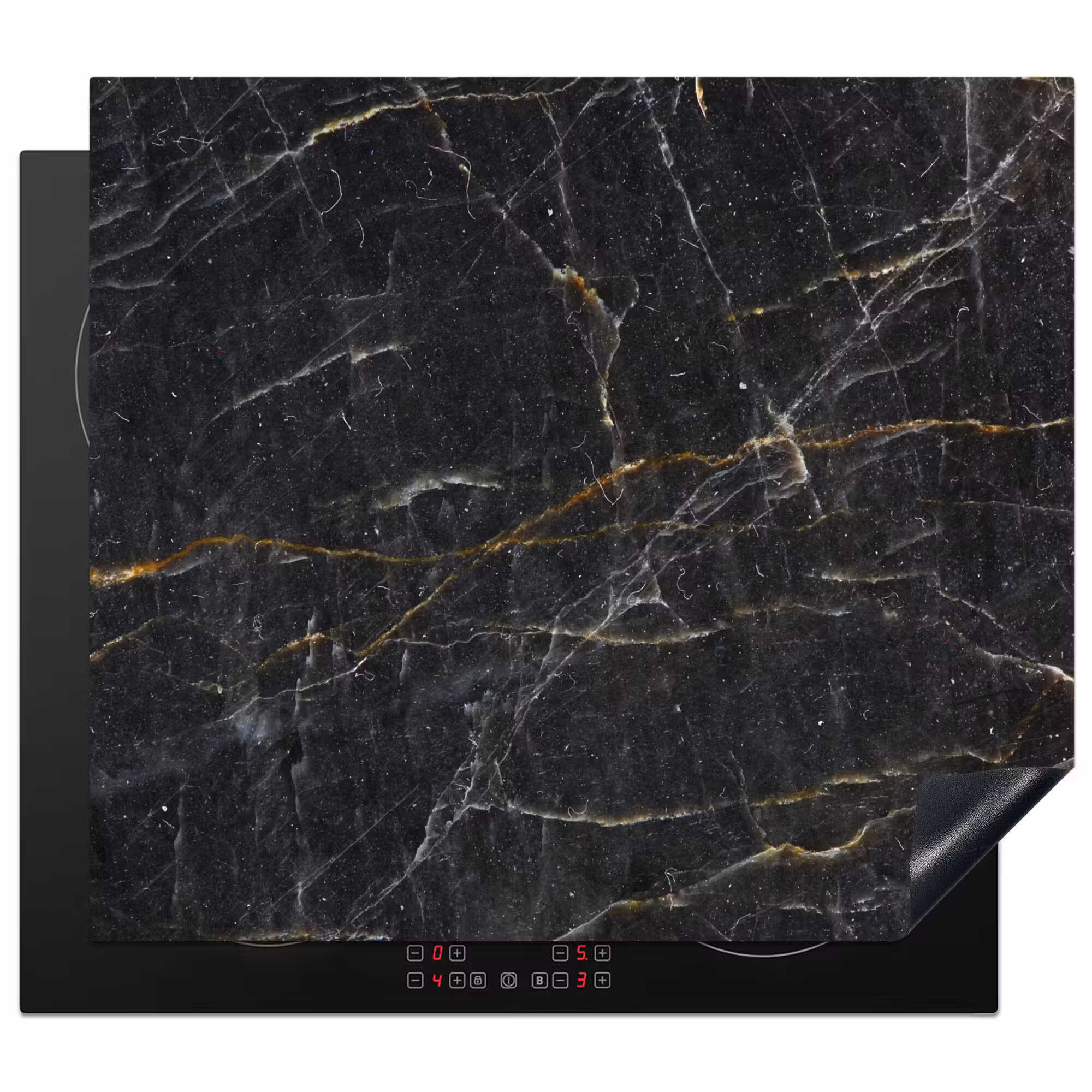 Herdabdeckplatte - Marmor - Schwarz - Gold - Grau - Marmorstruktur